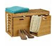 relaxdays Banco Zapatero con 2 Cajas para Recibidor, Pasillo y Baño, Madera de