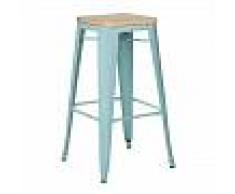 Taburete Alto LIX Madera Azul Isla Paraíso Madera Natural - INDECEMI