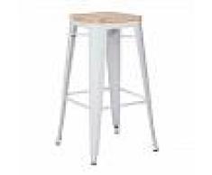 Blanco Taburete Alto LIX Madera Blanco Madera Natural - INDECEMI