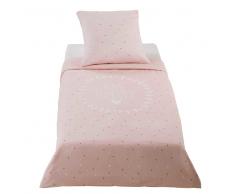 Juego de cama infantil de algodón estampado rosa 140x200