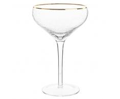 Copa de cristal con burbujas y ribete dorado