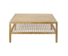Mesa baja de jardín de resina trenzada y acacia maciza Maupiti