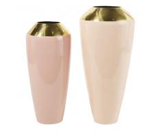 2 jarrones rosas de metal dorado Alt.56