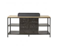 Mueble de lavabo doble industrial de metal gris y mango macizo Alister