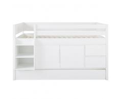 Cama sobreelevada combinada blanca 90x190 Dreams