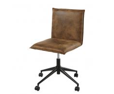 Silla de escritorio con ruedas de antelina marrón Atelier Hype