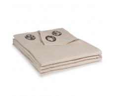 Cortina con ojales de lino lavado beige 140x300 - la unitad