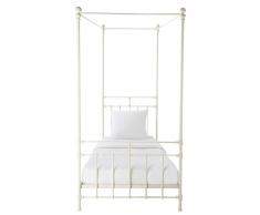 Cama con dosel 90×190 cm de metal marfil Syracuse