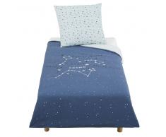 Juego de cama infantil de algodón azul marino con estampado 140x200