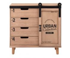 Cajonera con 1 puerta y 4 cajones con estampado