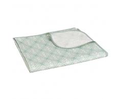 Mantel engomado de algodón verde con motivos decorativos 140x250