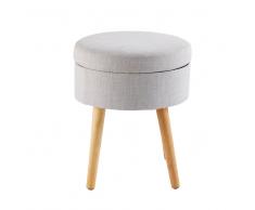 Taburete con almacenaje gris claro y patas de hevea