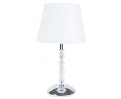 Lámpara candelabro de metal y cristal con pantalla blanca
