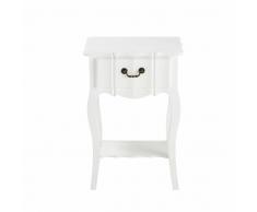 Mesita de noche con cajón de madera de paulonia blanca 44 cm de largo Joséphine