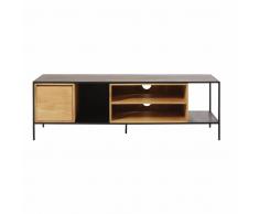 Mueble de TV con 1 puerta de metal negro y mango macizo Wayampi