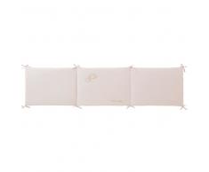 Protector de cuna de bebé de algodón rosa y blanco