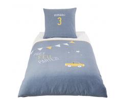 Juego de cama infantil de algodón azul 140x200