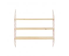 Estantería de pared de pino y metal rosa