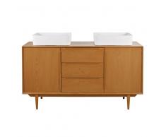 Mueble de lavabo doble vintage con 2 puertas y 3 cajones Portobello