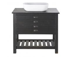 Mueble de lavabo de pino reciclado negro Shalini