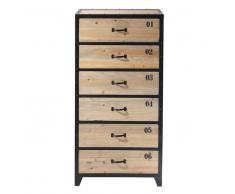 Cajonera industrial con 6 cajones de metal negra y abeto Docks