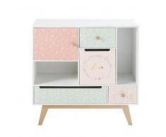 Cajonera vintage infantil con 1 puerta y 4 cajones Bucolique