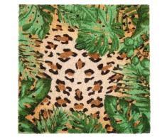 Felpudo de fibra de coco con estampado de leopardo 45x45