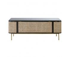 Mueble de TV con 3 puertas y rejilla de mimbre Loreto