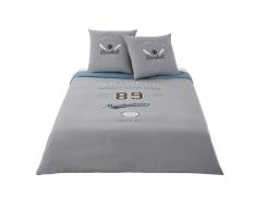 Juego de cama infantil de algodón gris y azul con estampado 240x220