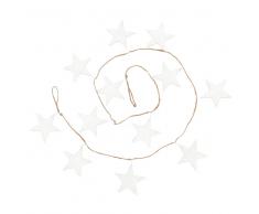 Guirnalda de Navidad de yute con estrellas de papel blanco irisado L.150