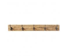 Colgador con 5 ganchos de madera reciclada y metal negro