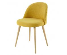 Silla vintage amarilla y abedul macizo Mauricette