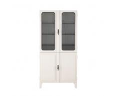 Vitrina de 4 puertas de pino blanco y vidrio templado ondulado Medic