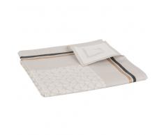 Mantel plastificado con motivos decorativos en beige y gris antracita 140x25