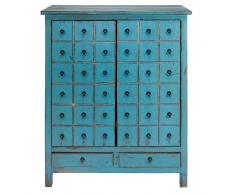 Cajonera con 2 puertas y 2 cajones de abeto azul envejecido Baho