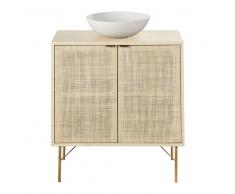 Mueble de lavabo con 2 puertas de rejilla de mimbre Solstice