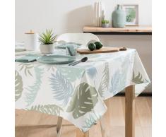 Mantel engomado de algodón crudo con estampado de hojas 140x250