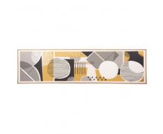Lienzo con estampado amarillo mostaza, blanco y negro 110x30