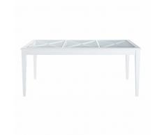 Mesa de comedor de pino blanco y vidrio templado para 8 personas L.180 Newport