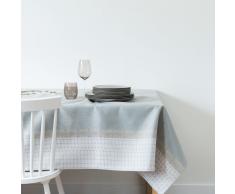 Mantel estampado azul, gris y blanco 150x350