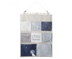Organizador de pared de algodón gris, blanco y azul 50x87