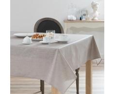 Mantel engomado lentejuelas de lino beige 140x250 LUX