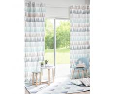 Cortina con ojales de algodón azul con estampados 110×250 - la unidad