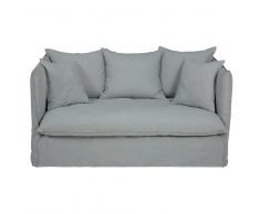 Sofá cama de 2 plazas de lino lavado gris claro Louvre