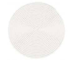 Mantel individual redondo blanco y plateado