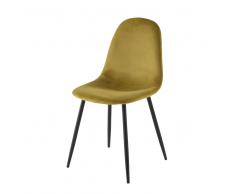 Silla escandinava de terciopelo amarillo Clyde