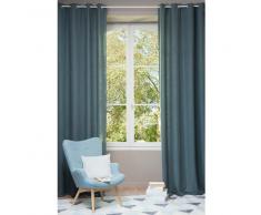 Cortina con ojales de lino lavado azul petróleo 130×300 - la unidad
