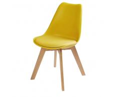 Silla escandinava amarillo mostaza con roble macizo Ice