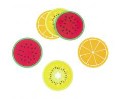 6 posavasos de cristal con motivos de frutas