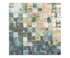 Lienzo con pequeños azulejos verdes y dorados 80x80